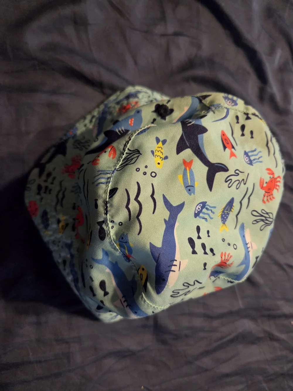 Kids Ocean Print Sun Bucket Hat - Green